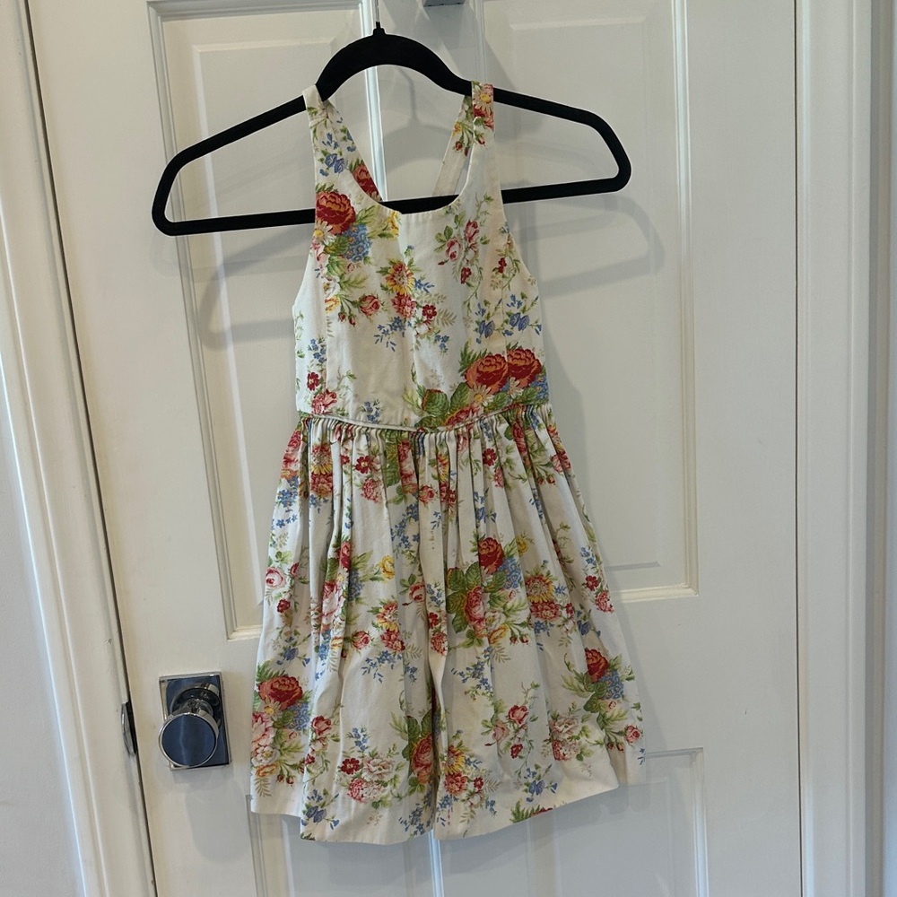 Polo by Ralph Lauren Floral Kids Dress - Cream with Red and Green